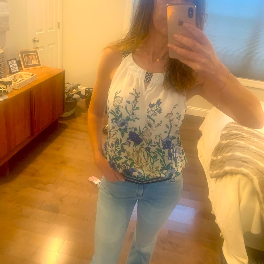 WHBM Floral Sleeveless Blouse - Size S